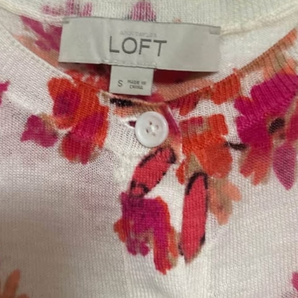 Loft Cardigan Floral Stripe Women S - Picture 2 of 4